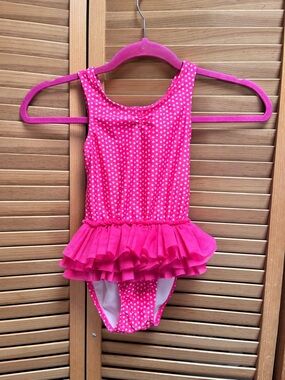 Girks Pink Polka Dot Ruffle One-Piece Swimsuit